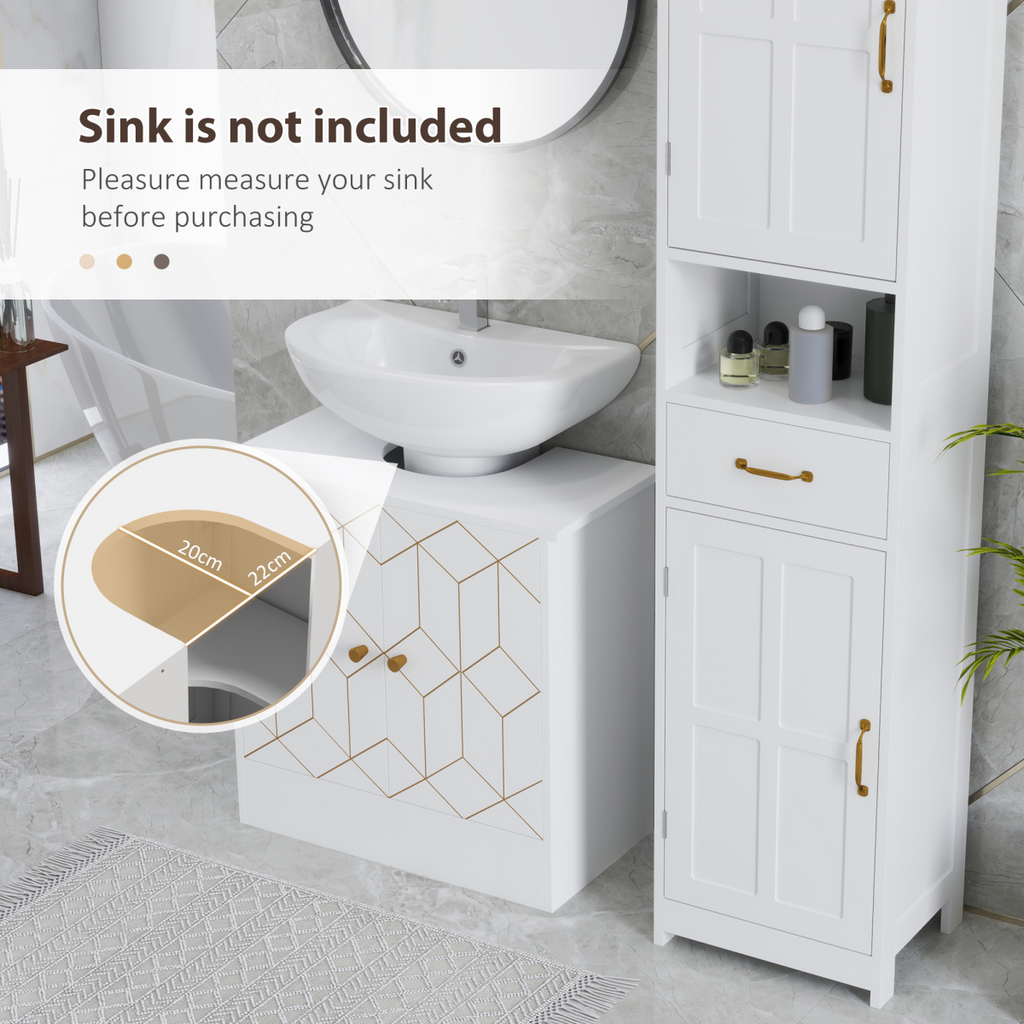 HOMCOM Bathroom Under Sink Cabinet for Basin with or without Pedestal White