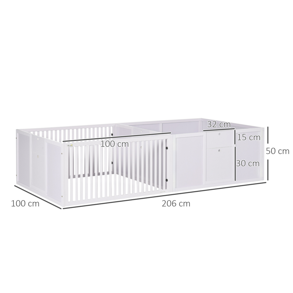 7 Panels Puppy Pen for Indoors, with Three Doors, Two-Room Design