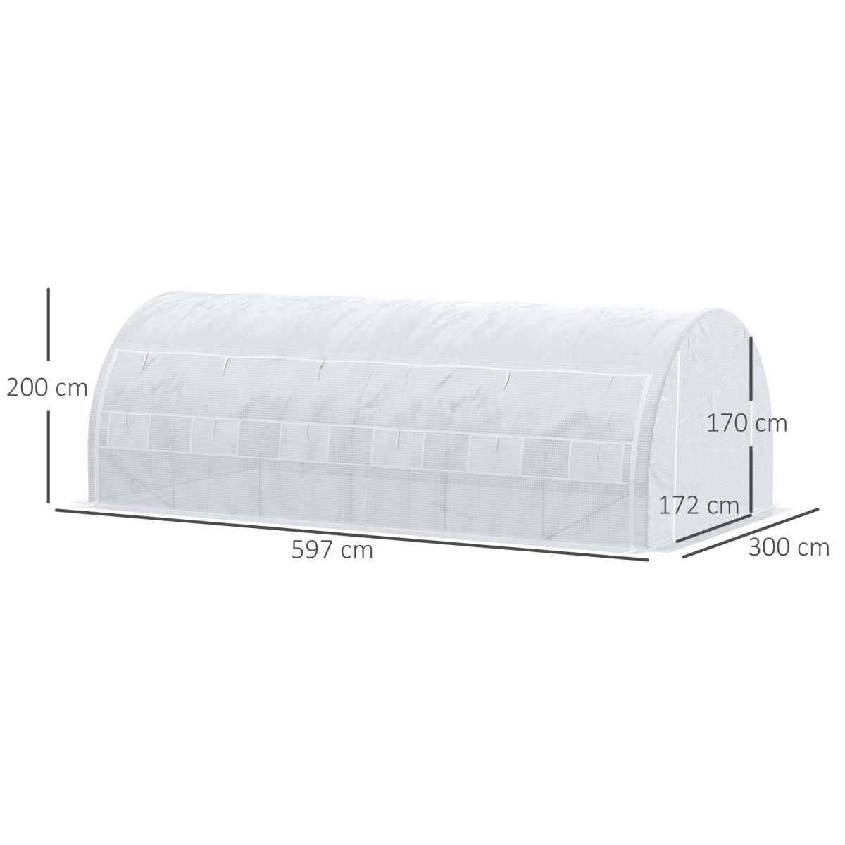 6 x 3 x 2 m Polytunnel Greenhouse Pollytunnel Tent w/ Steel Frame White