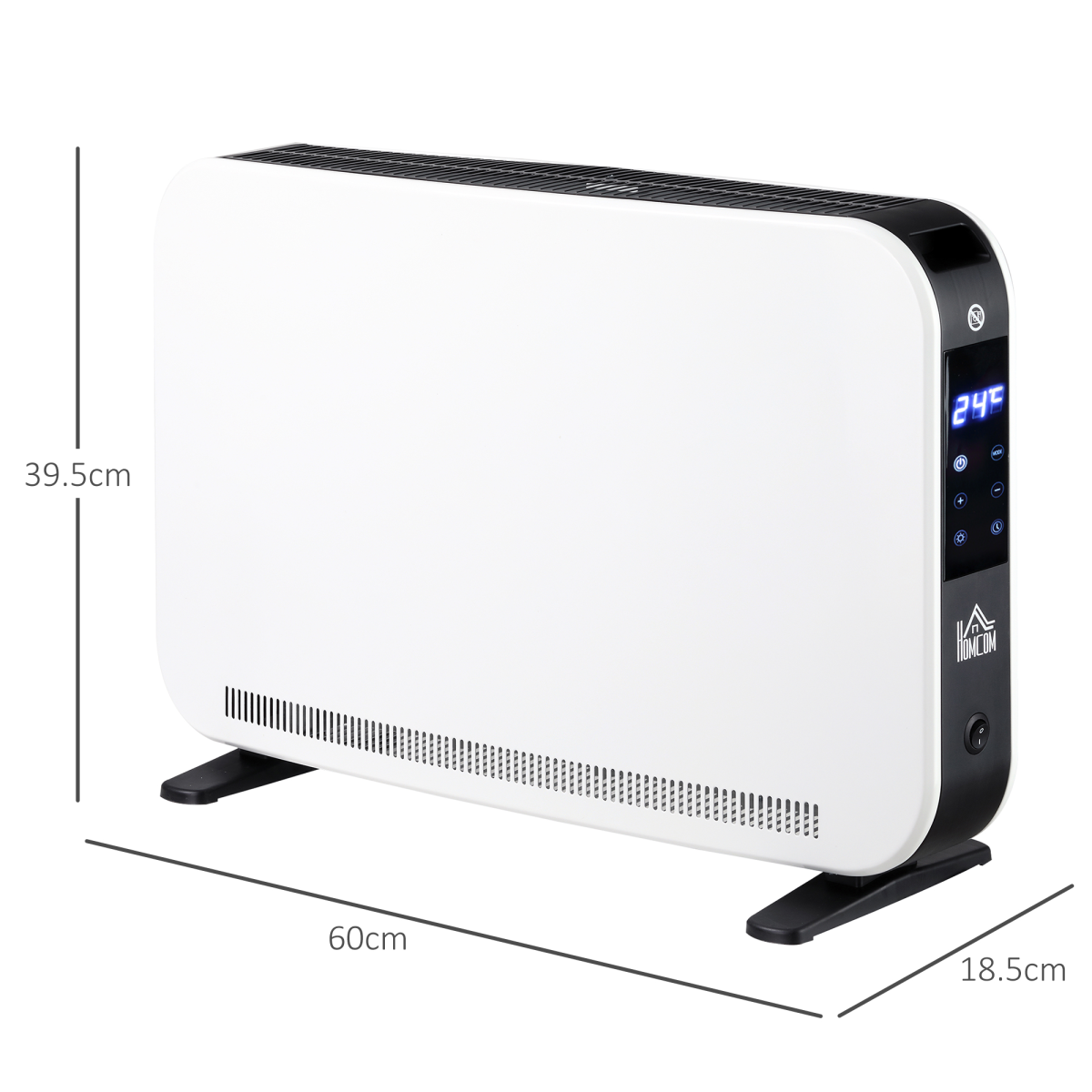 HOMCOM Portable Convector Heater with 24H Timer Adjustable Temperature White