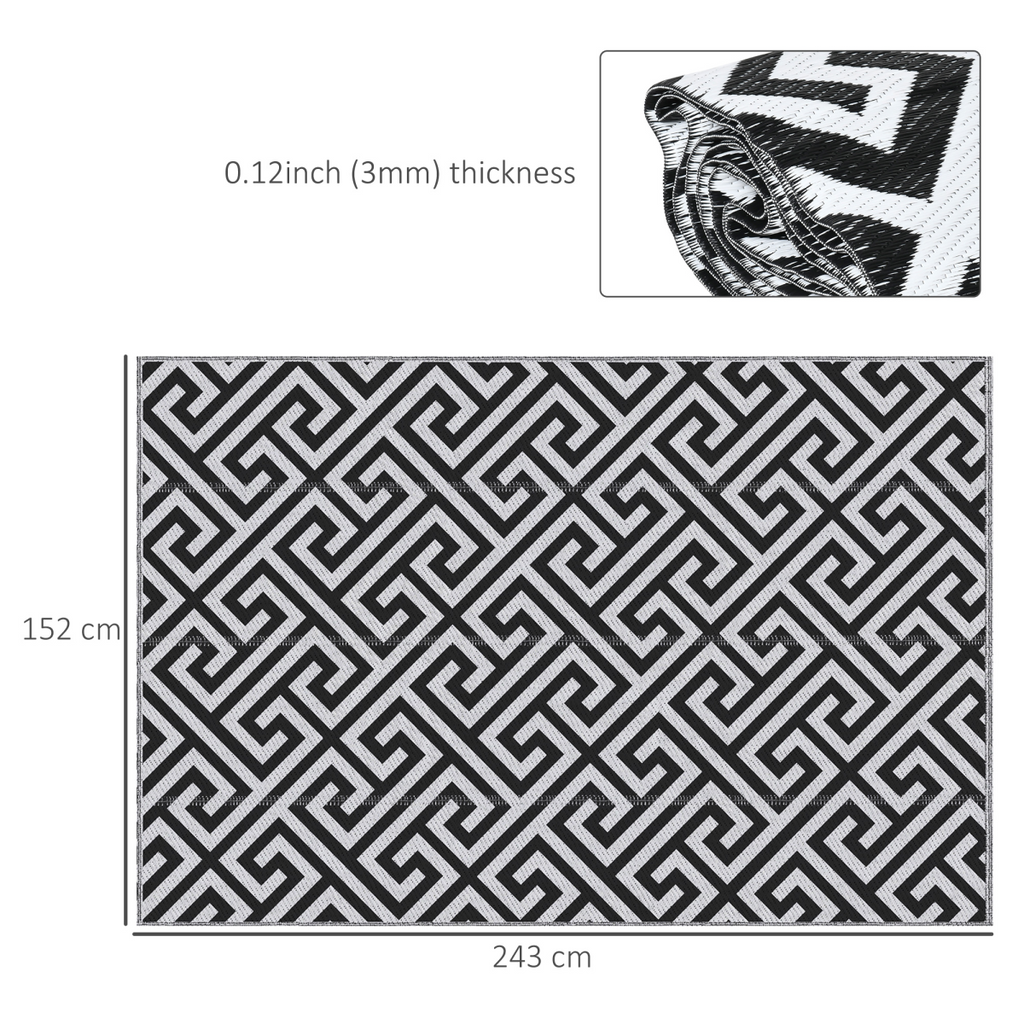 121x182cm Reversible Outdoor Rug Portable Plastic Straw RV  Outsunny