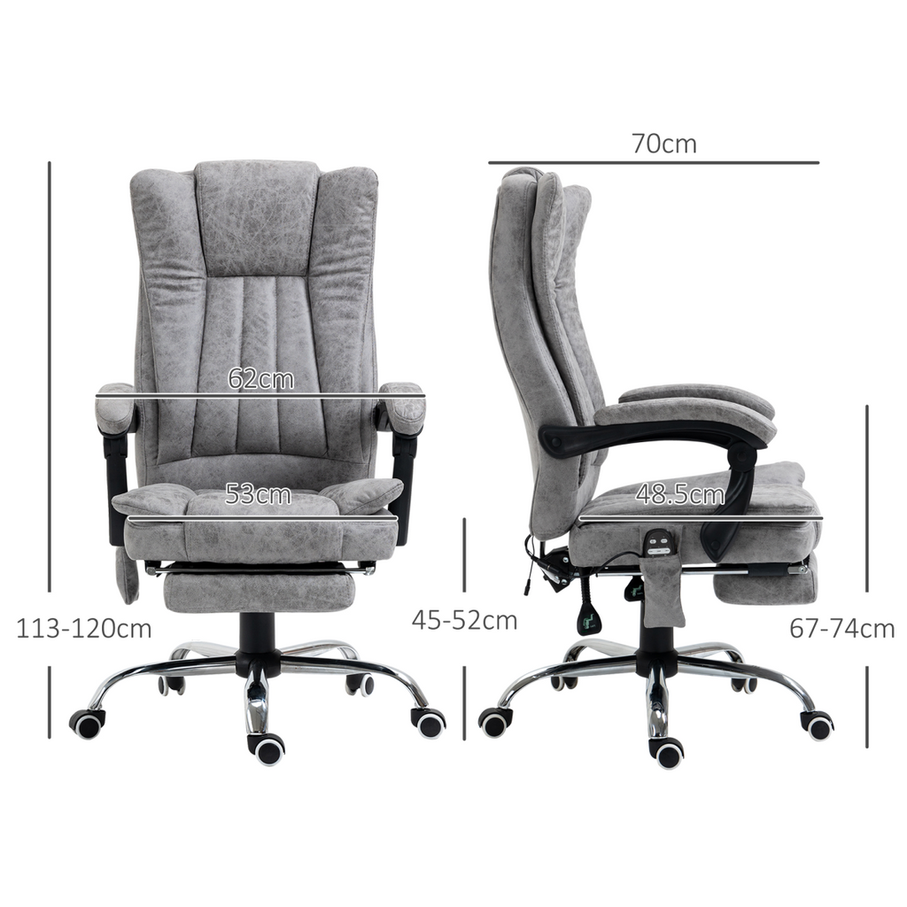 6-Point Vibrating Massage Office Chair with Microfibre Upholstery Arms Grey