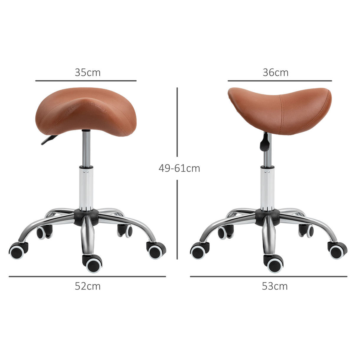 HOMCOM PU Leather Saddle Stool with Moulded Padded Seat Adjustable Height Brown