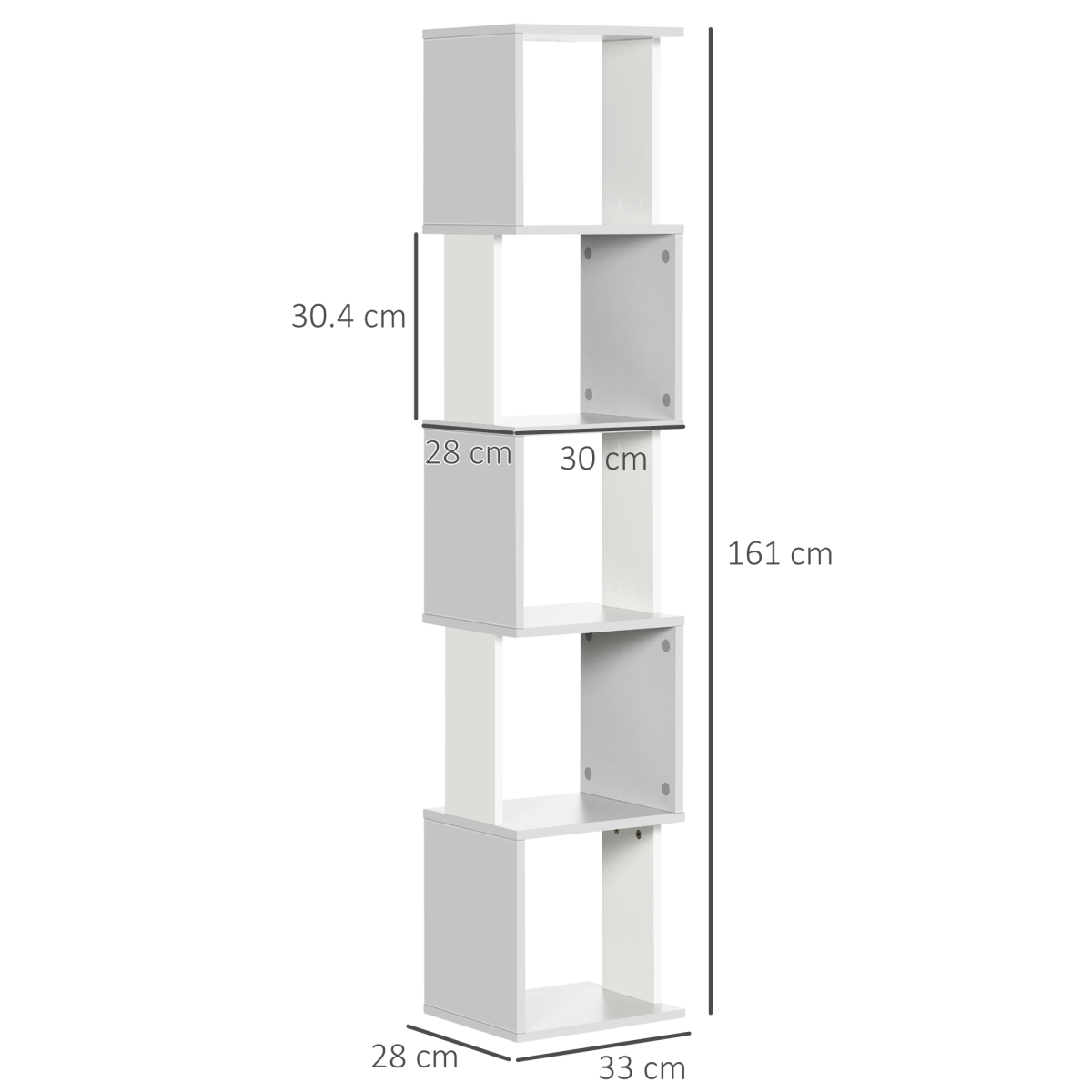 5-Tier Bookshelf, Freestanding Bookcase Storage Shelving Light Grey