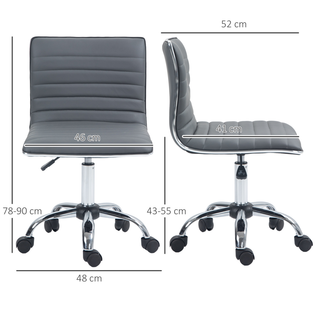 HOMCOM Armless Mid-Back Adjustable Office Chair with 360 Swivel Dark Grey