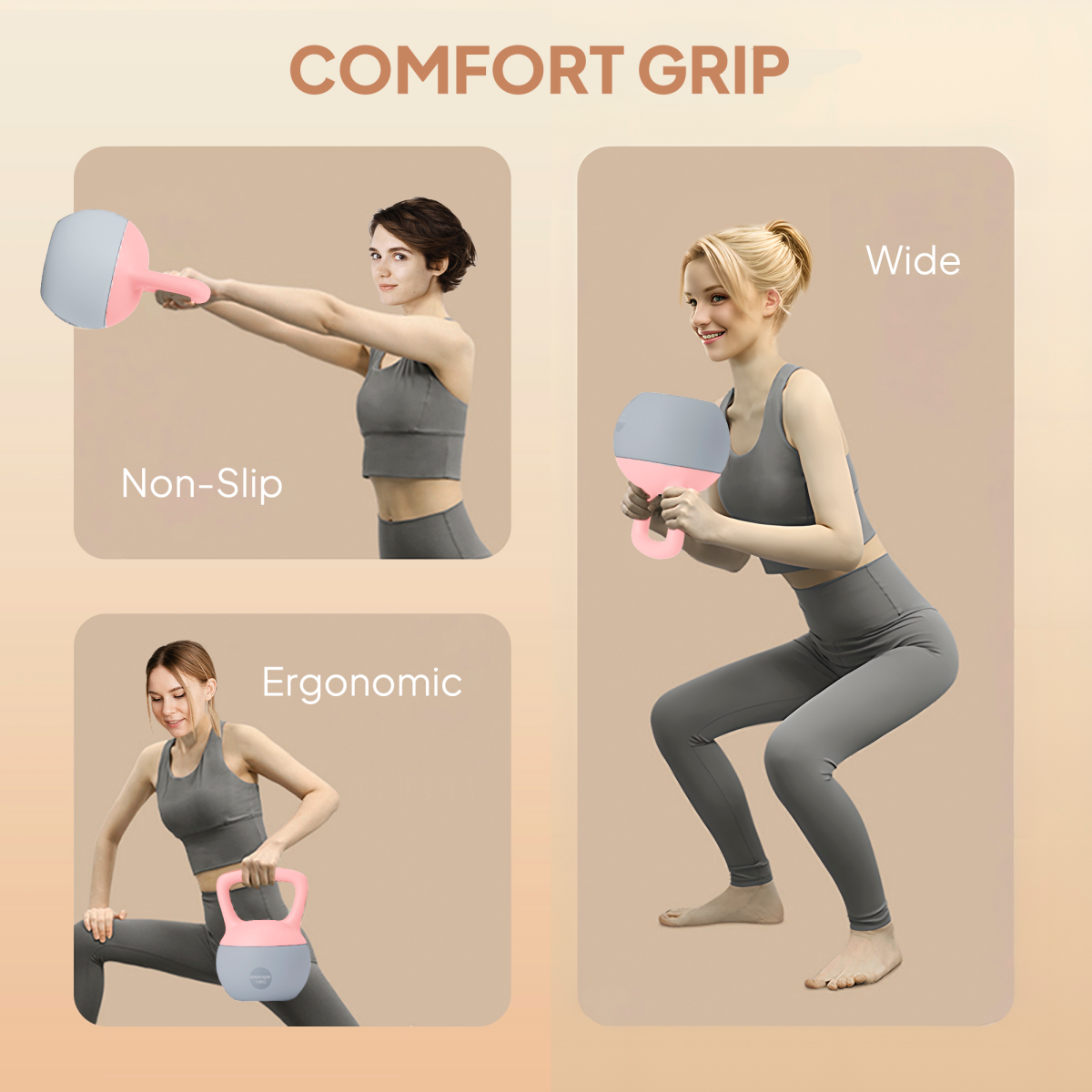 10kg Soft-Body Kettlebell – Pink & Grey