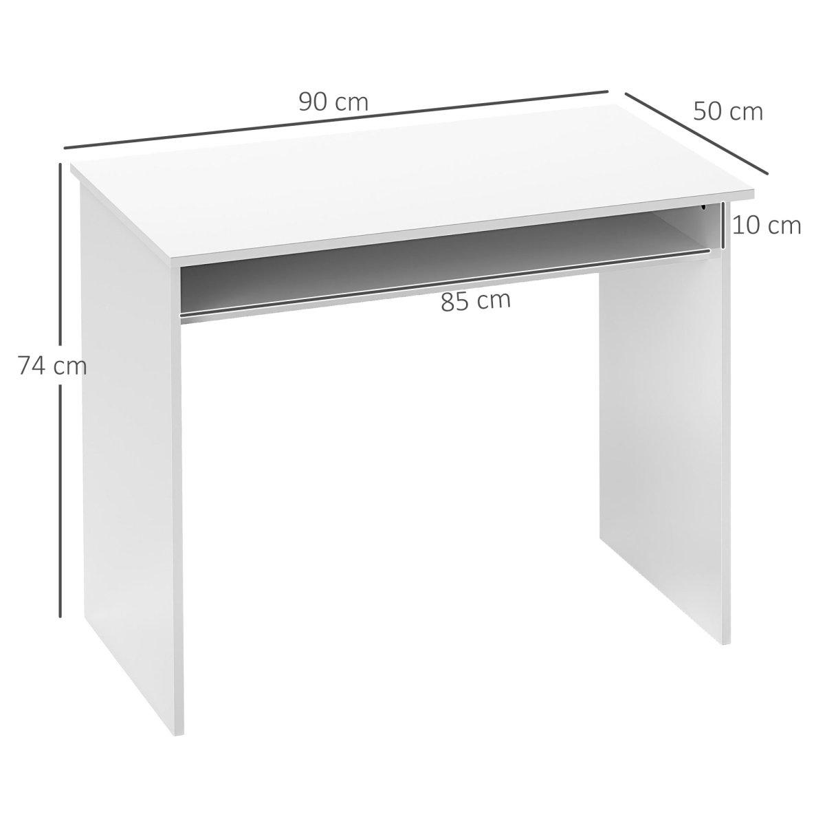 HOMCOM Computer Desk Writing Table Study Workstation Storage High Gloss White