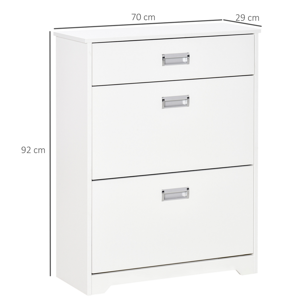 Tipping Shoe Cabinet Hall Organizer  Flip Drawers for Entry 16 Pairs