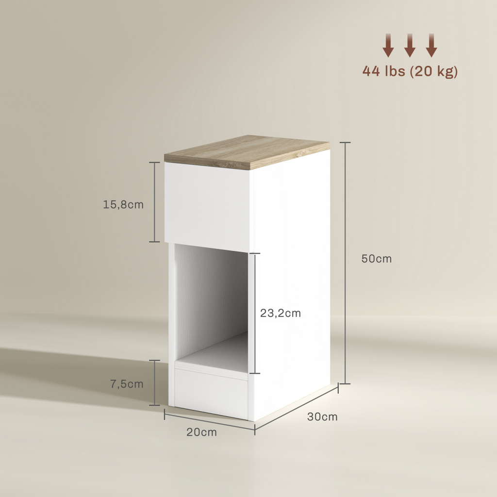 HOMCOM Bedside Tables Set of 2, Nightstands for Bedroom, Living Room, White