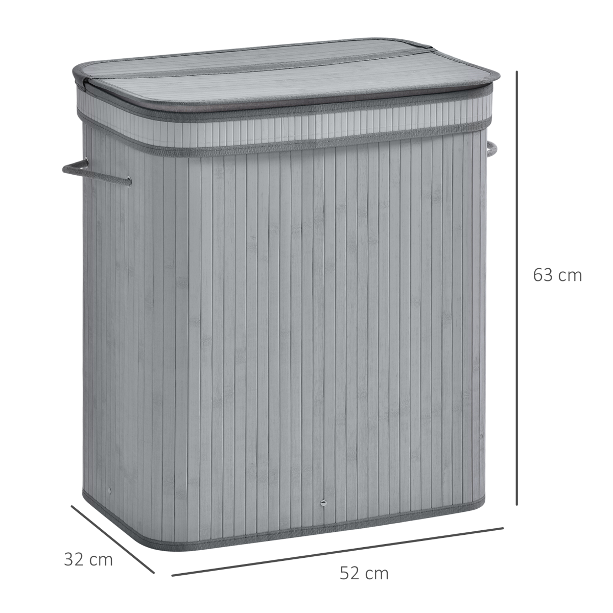 100L Flip Lid Bamboo Laundry Basket Grey