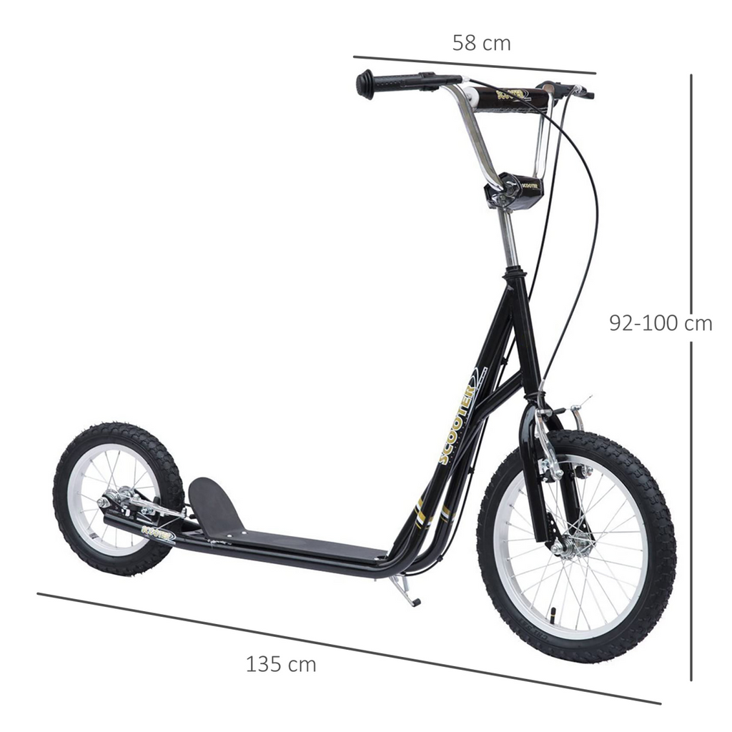 HOMCOM Teen Scooter Adjustable Height Dual Brakes Rubber Wheels Kickstand