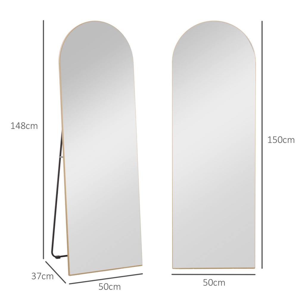HOMCOM Floor Mirror Wall Mount Leaning Standing Mirror 50 x 150cm Gold Tone