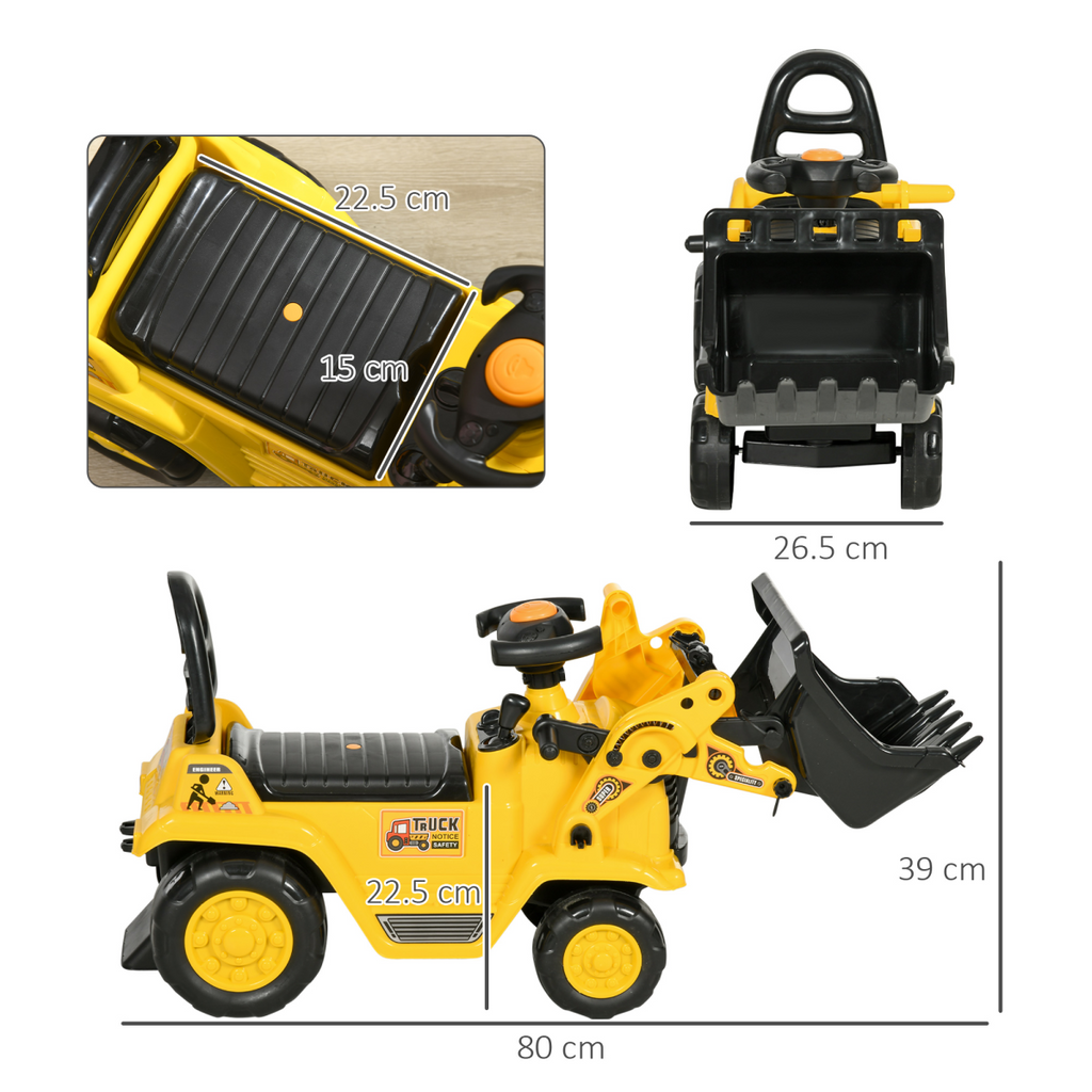 Ride-On Bulldozer Toddler Scooter Storage Cart Construction Truck