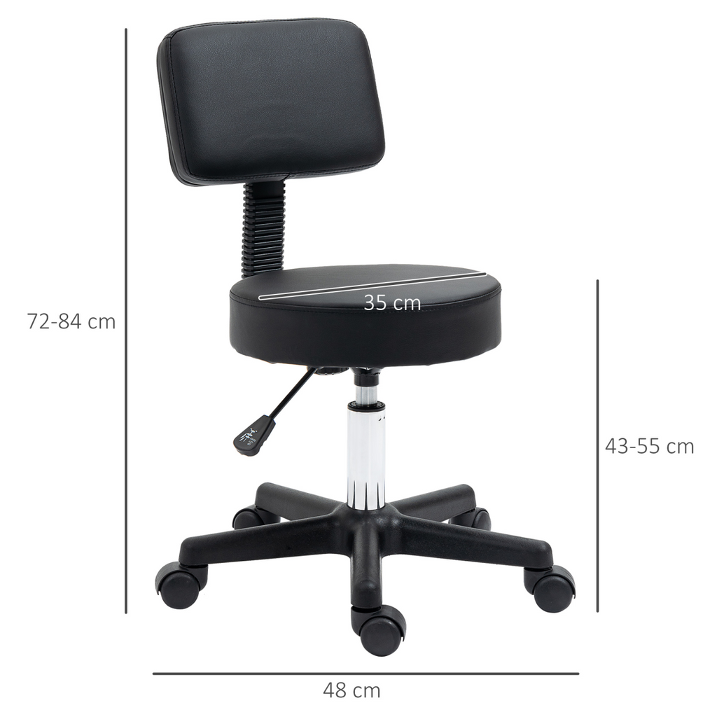 Beautician's Adjustable Swivel Salon Chair with Padded Seat Back 5 Wheels Black