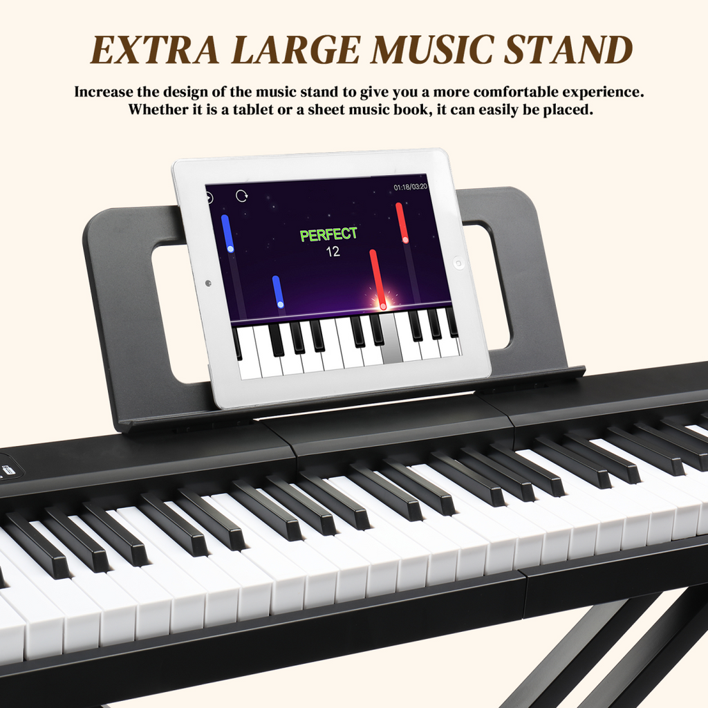 GPP-101 88 Key Full Size Semi-Weighted Standard Keyboards Digital Piano with MIDI Bluetooth, Headphone for Piano Lover Black color