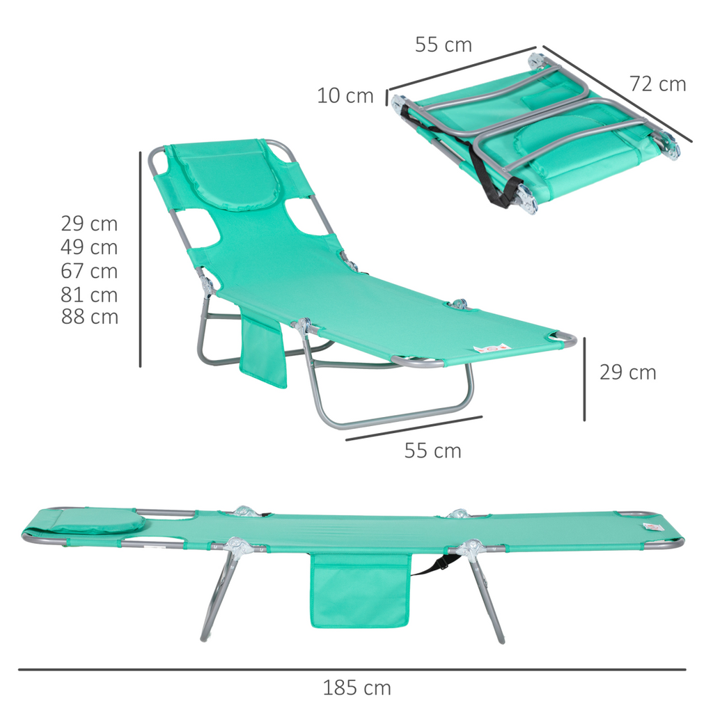 Reclining Lounge Chair Face Cavity  with Pillow Green