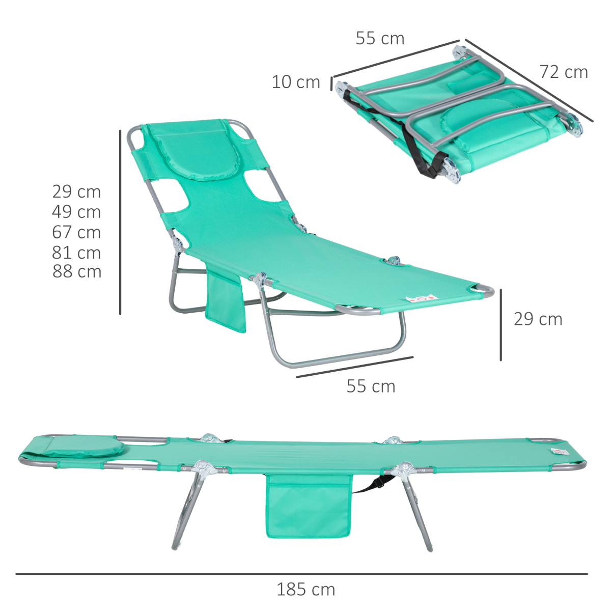 Reclining Lounge Chair Face Cavity  with Pillow Green