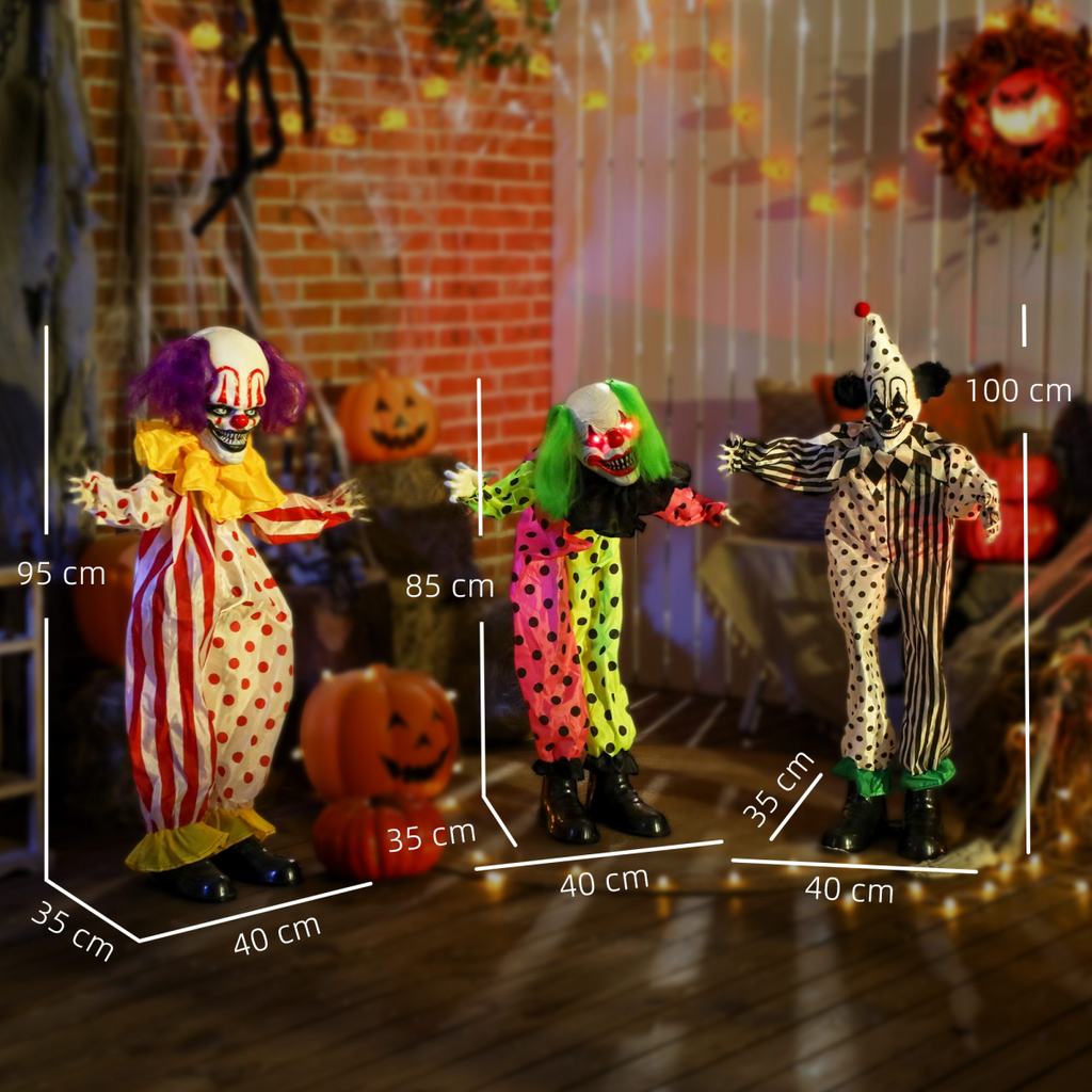Outsunny Sound Activated Stackable Halloween Animatronics Clowns