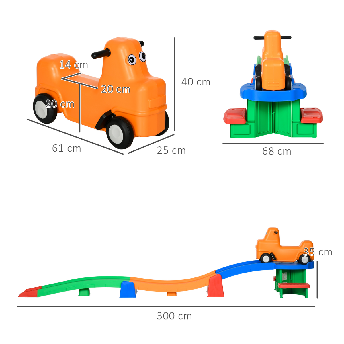 3(m) Up and Down Rollercoaster for Kids with Non-Slip Steps, for Ages 2-5 Years