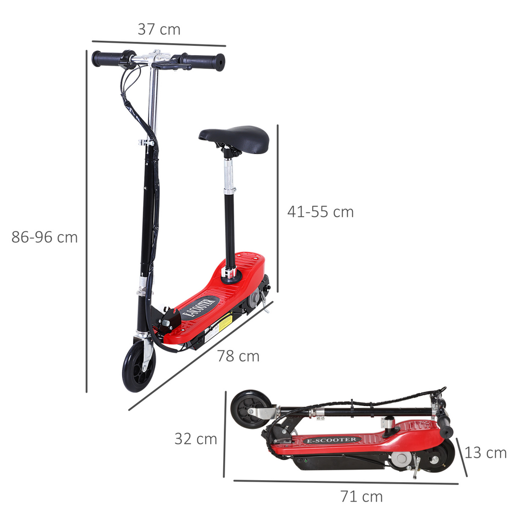 Kids Foldable Electric Powered Scooters 120W Toy with Brake Kickstand Red HOMCOM