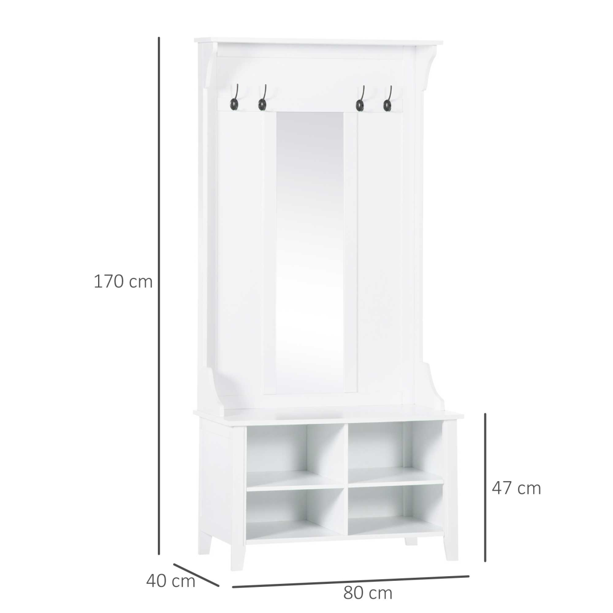 Mirror Cabinet, 80Lx40Wx170H cm-White