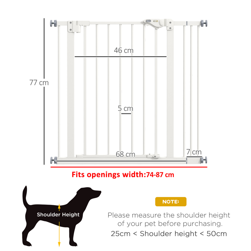PawHut Adjustable Safety Gate with 1 Extensions and Four Adjustable Screws, White