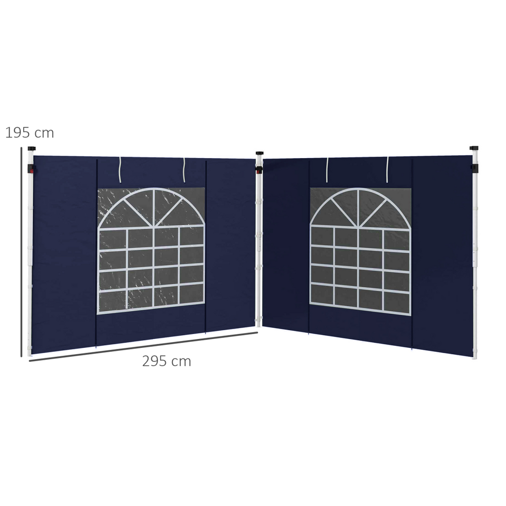 Outsunny 3x3(m) or 3x6m Pop Up Gazebo Side Panels Replacement, 2 Pack, Blue