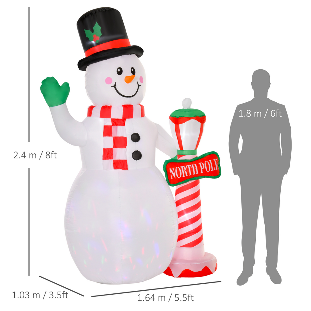 8ft Tall Christmas Inflatable Snowman Street Lamp Lighted Garden Lawn