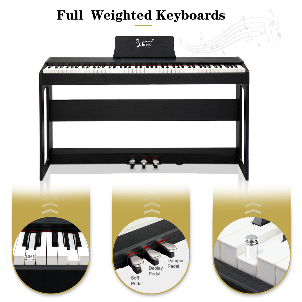 GDP-104 88 Keys Full Weighted Keyboards Digital Piano with Furniture Stand, Power Adapter, Triple Pedals, Headphone, for All Experience Levels Black【Same Model Code: 30505283】