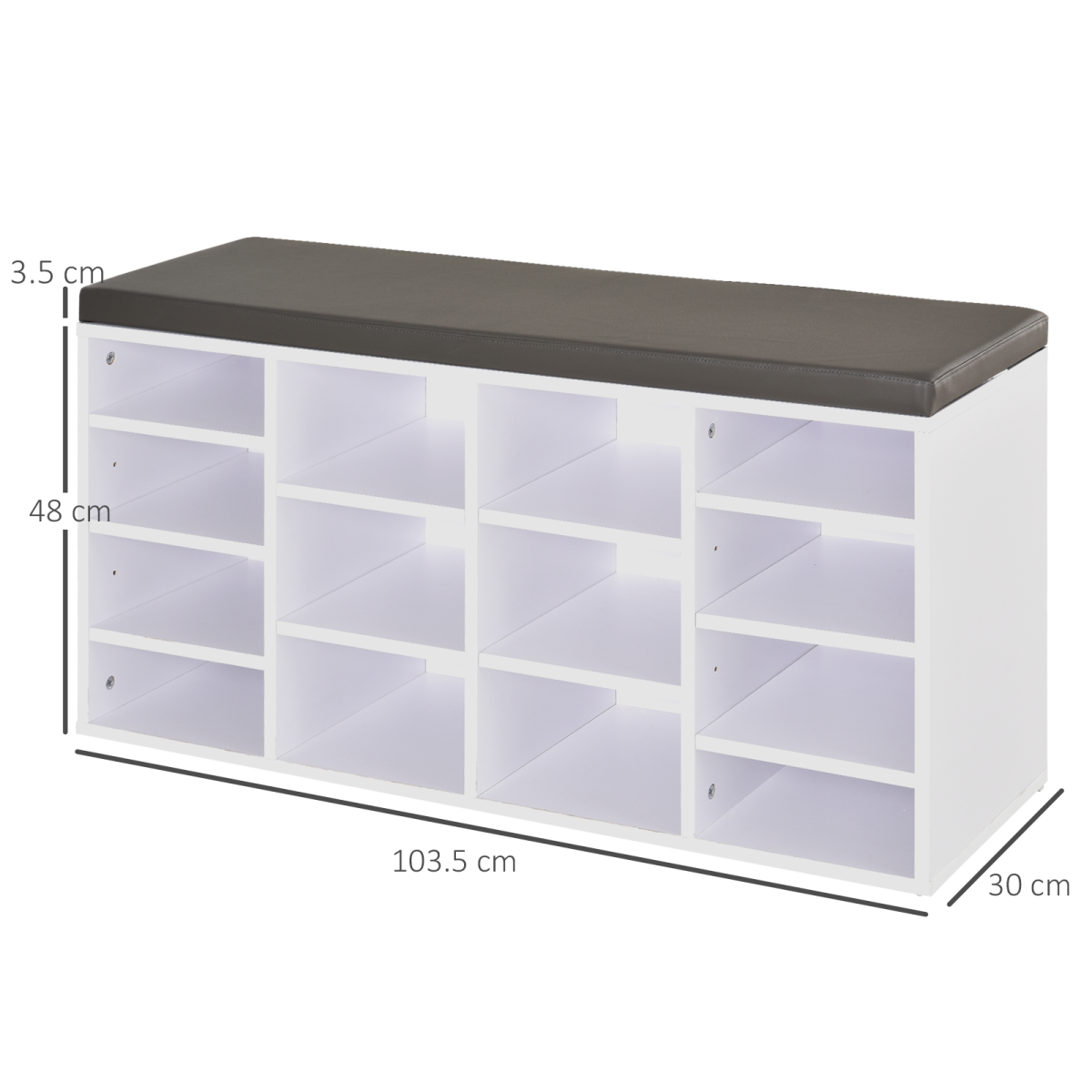PU Leather 14-Compartment Shoe Storage Bench Brown/White