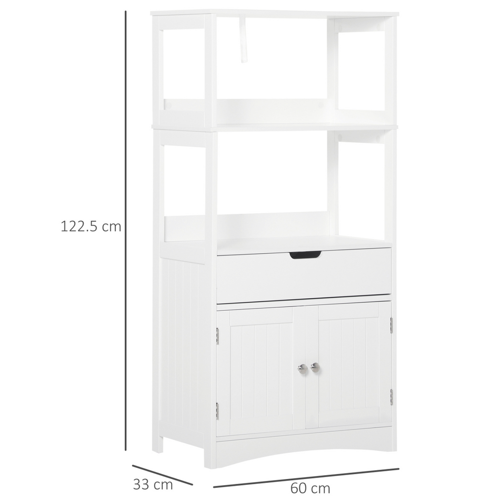 kleankin Bathroom Floor Storage Cabinet Kitchen Sideboard Standing Unit  Doors