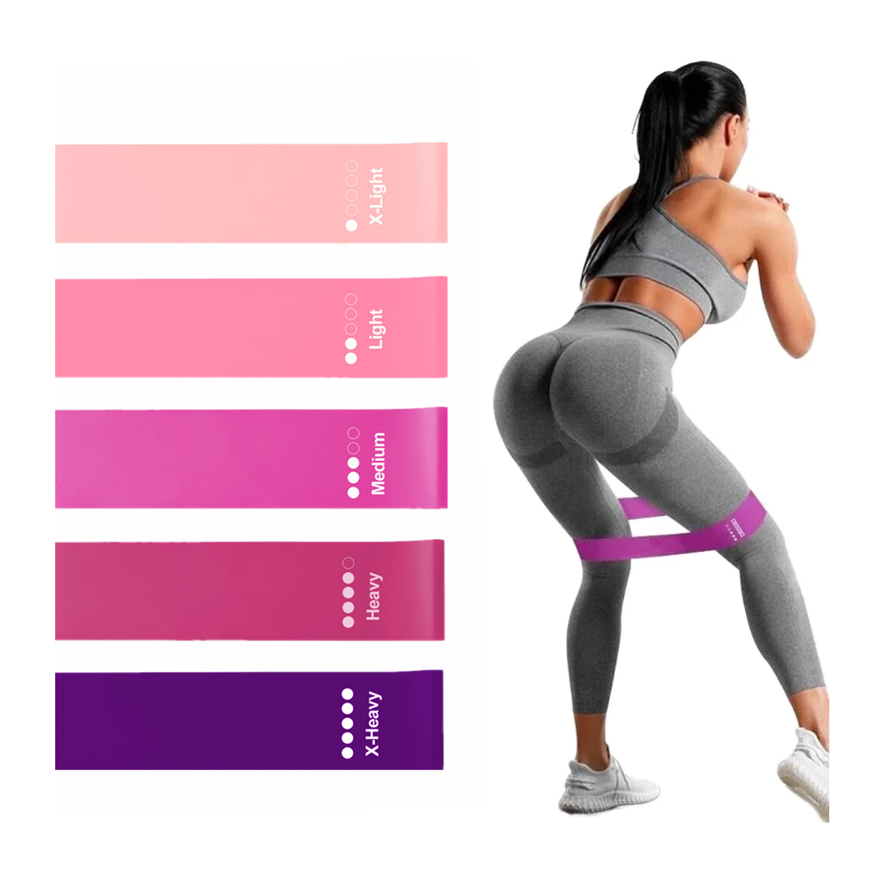 Set of 5 Resistance Exercise Loop Bands Fitness Yoga Resistance Band TPE Pink