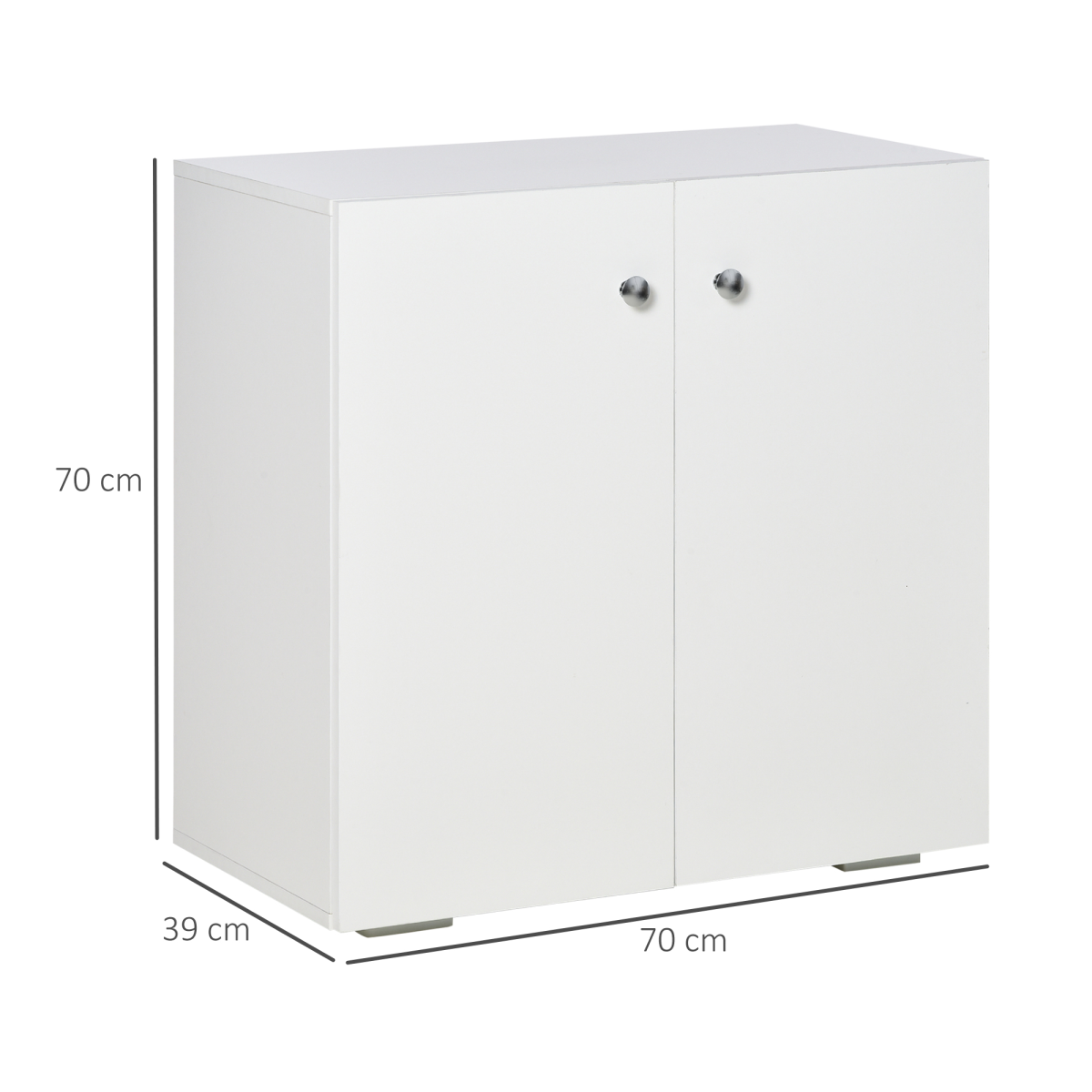 HOMCOM Freestanding Storage Cabinet w/ Two Shelves Wooden Sideboard - White