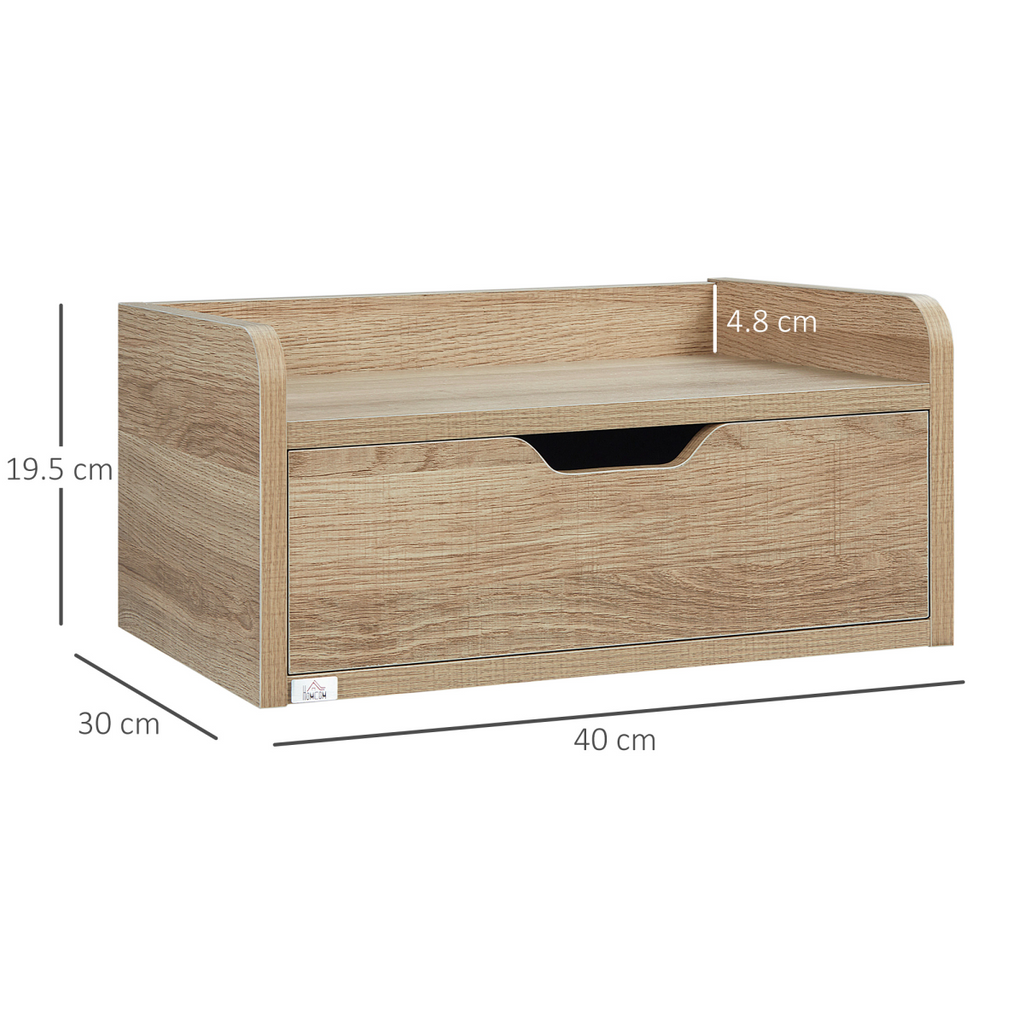 HOMCOM Floating Nightstand Set of 2, Wall Mounted Bedside Table with Drawer
