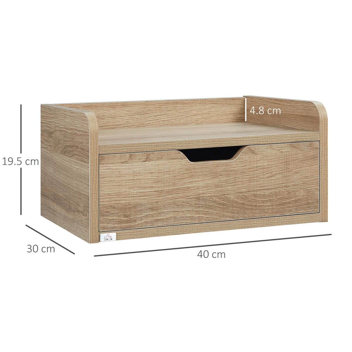 HOMCOM Floating Nightstand Set of 2, Wall Mounted Bedside Table with Drawer