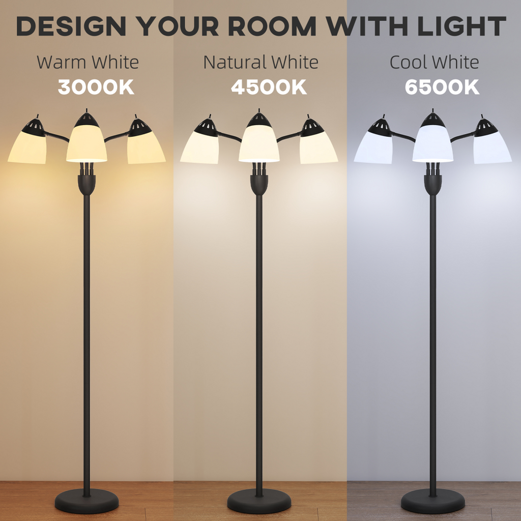 HOMCOM Arc Tree Floor Lamp with 3000K/4500K/6500K Colour Temperatures Black