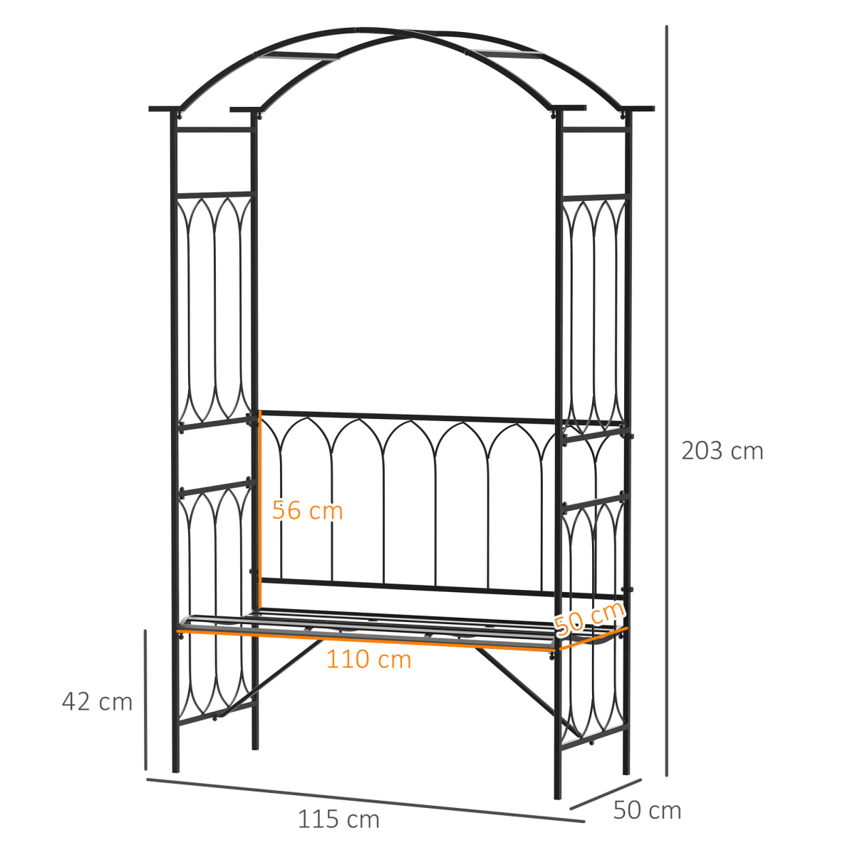 Garden Arbour Bench Plant Climbing Support Trellis Rose Vines Black Outsunny