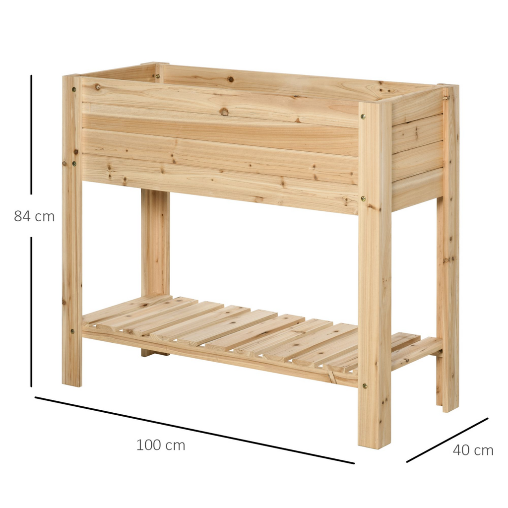 Wooden Raised Plant Stand Tall Flower Bed Box with Clapboard 100x40x84cm