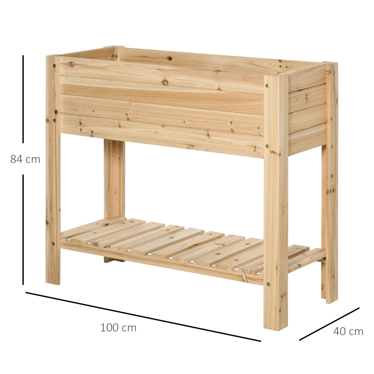 Wooden Raised Plant Stand Tall Flower Bed Box with Clapboard 100x40x84cm