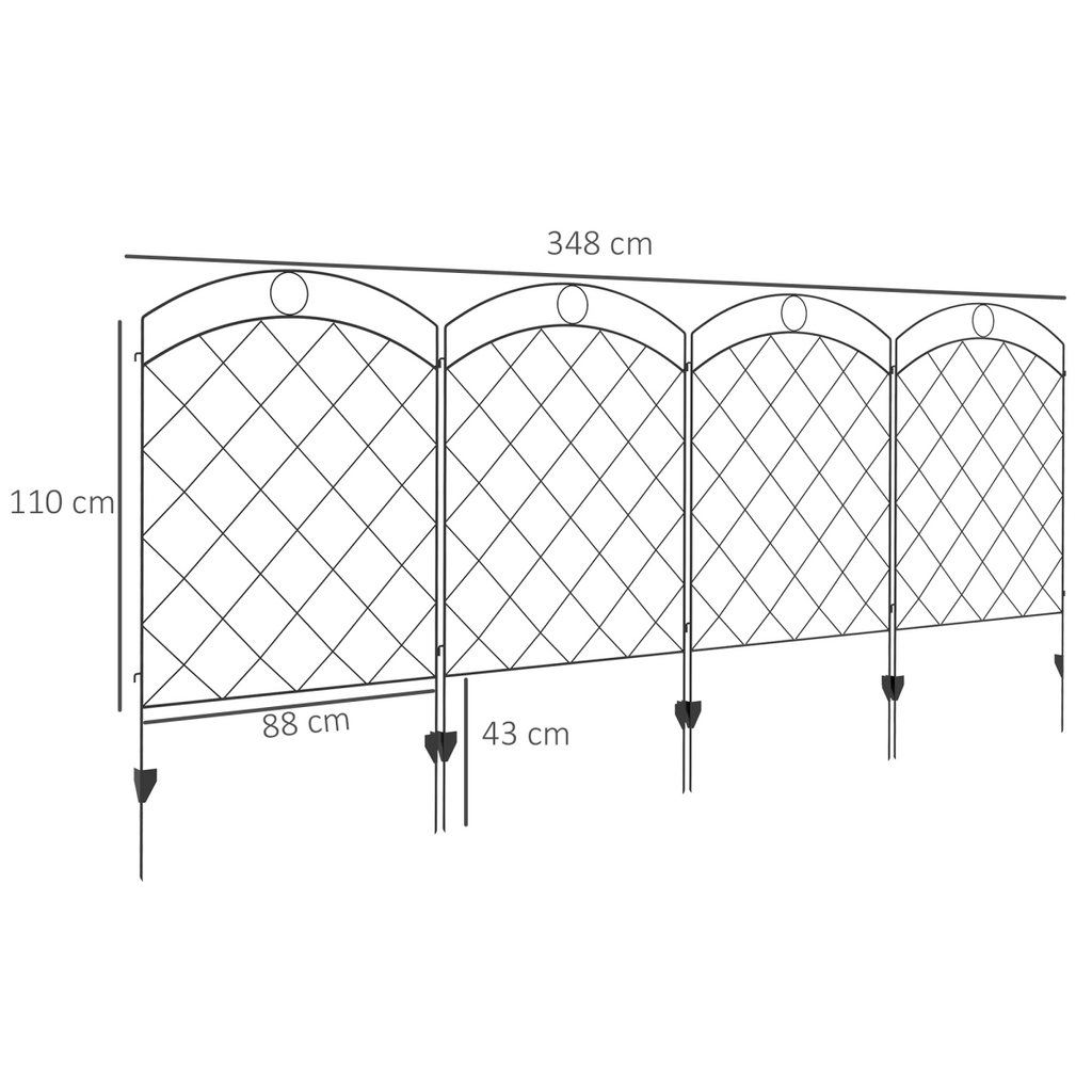 Outsunny 4PCs Decorative Garden Fencing 43in x 11.4ft Steel Border Edging