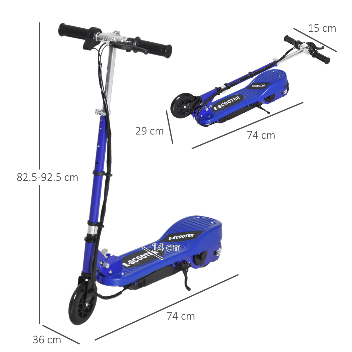 Folding Kids Electric Scooter 7-14 Adjustable Battery Power PU Wheels HOMCOM