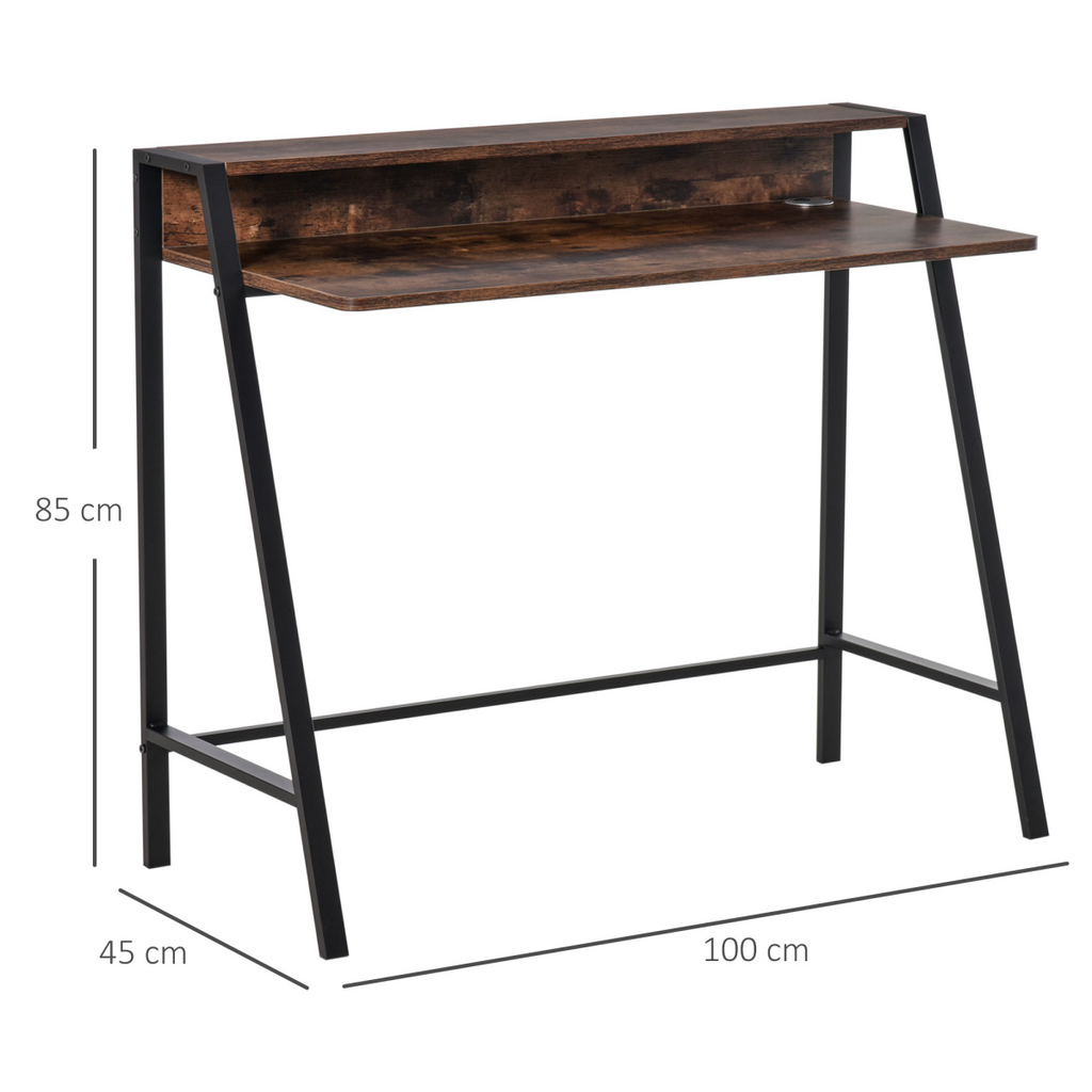 Writing Desk Computer Workstation Storage Shelf Color Rustic Brown