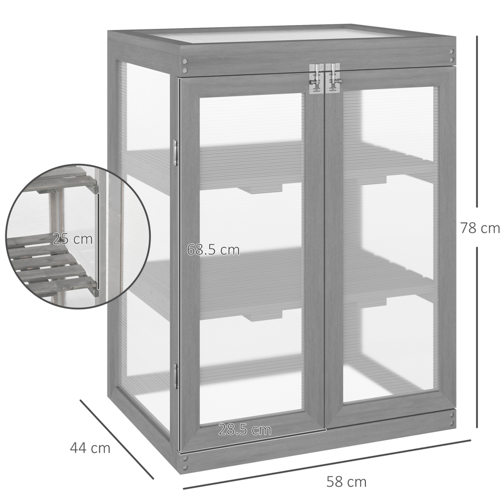 3-tier Wood Greenhouse Plant Storage Shelf Garden Cold Frame Grow House