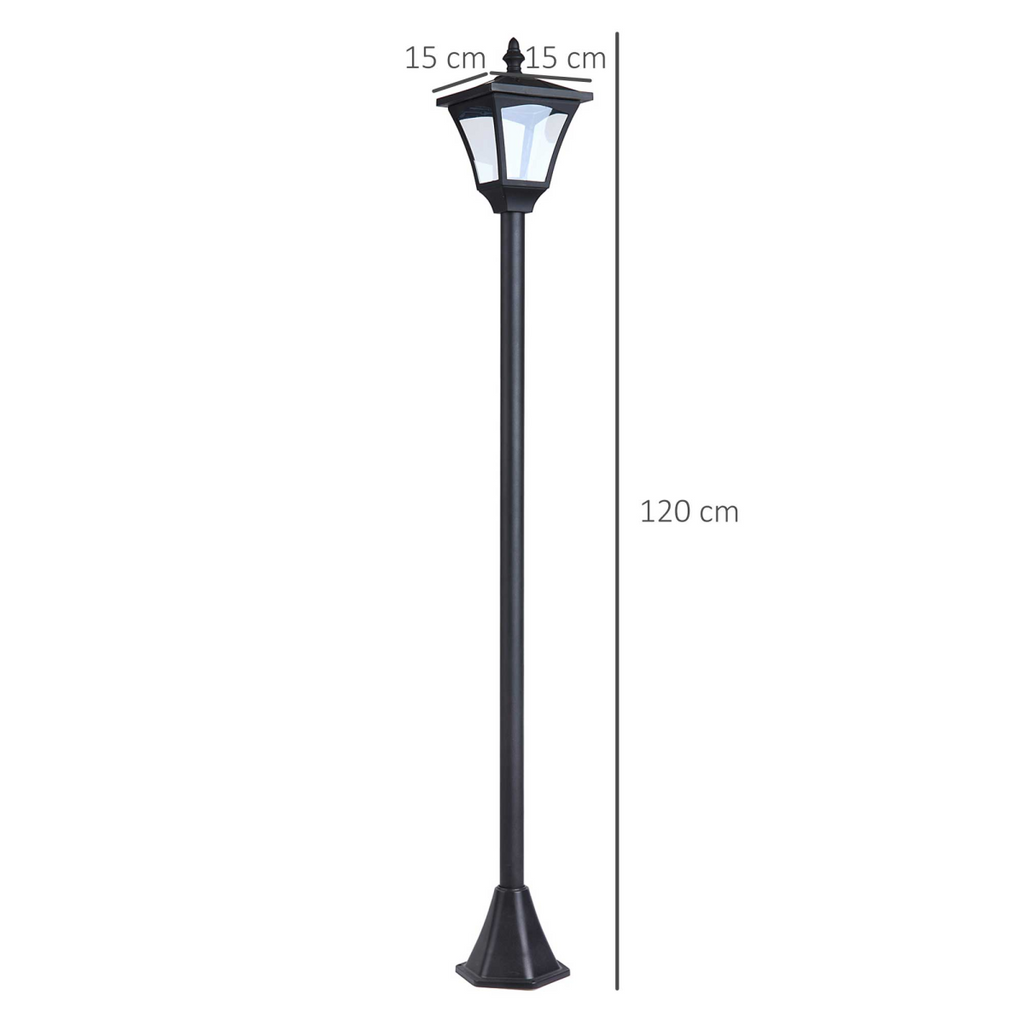 Outdoor Garden Solar Post Lamp Dimmable LED Lantern Bollard 1.2M Tall Black