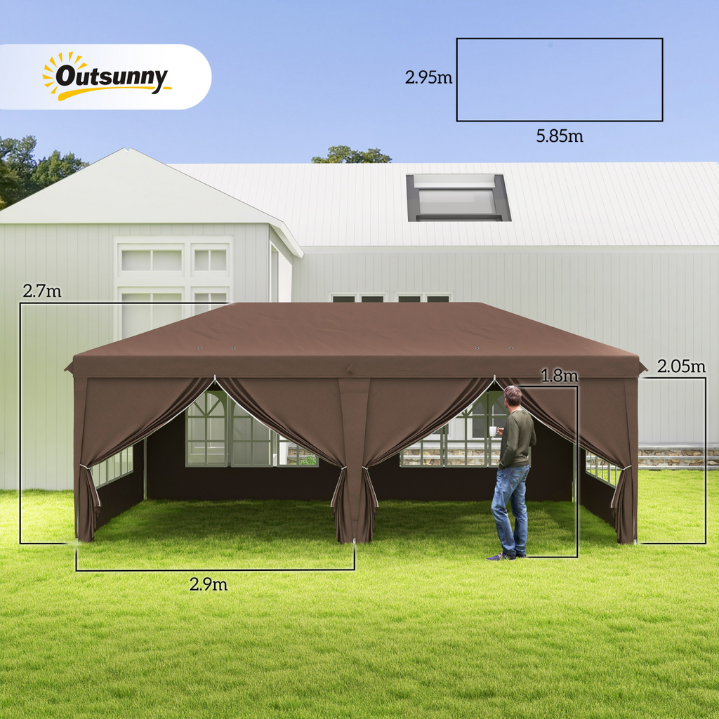 3 x 6m Pop Up Gazebo Height Adjustable Party Tent w/ Storage Bag Black
