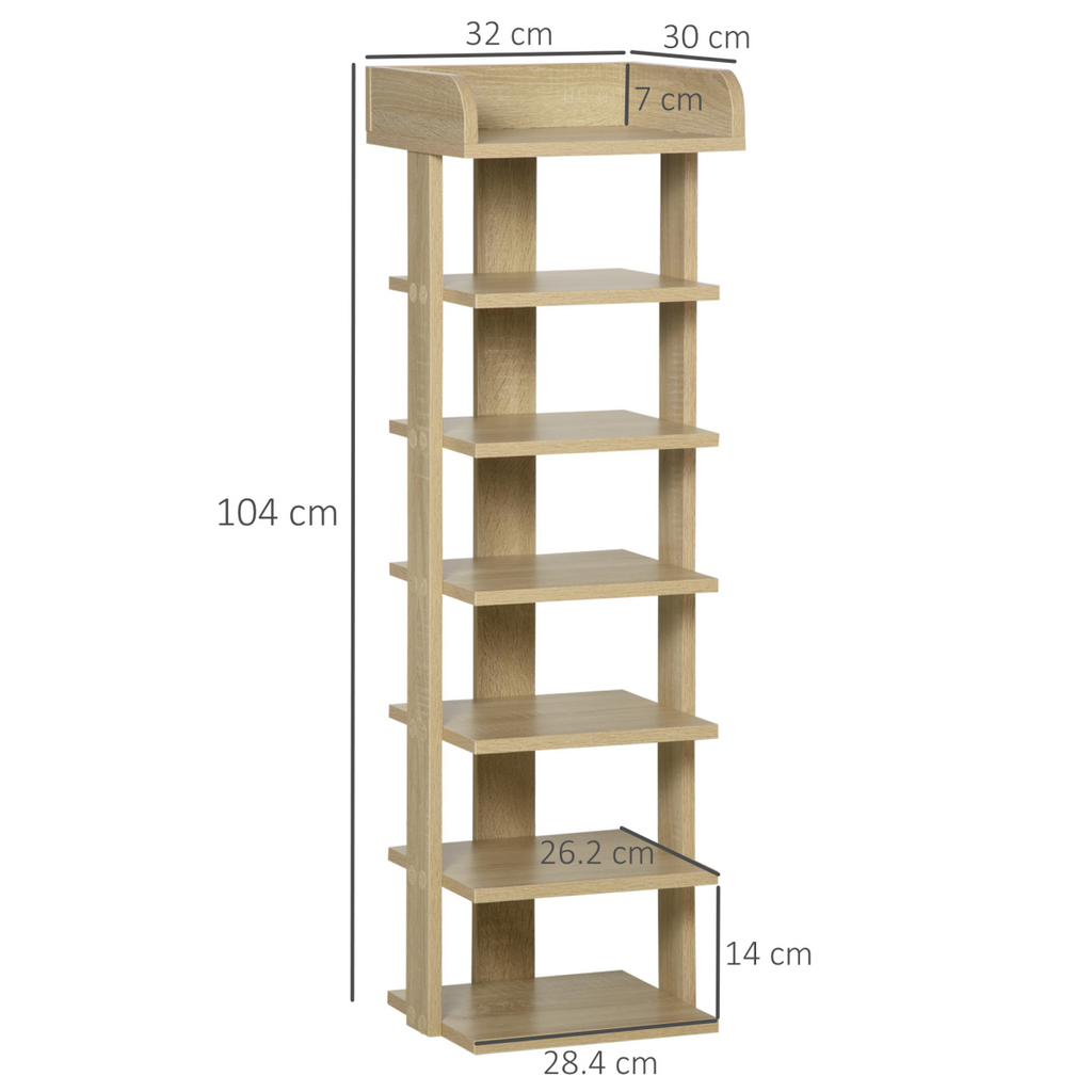 7 Tier Shoe Rack Organizer Storage Shelf Wooden Display Cabinet Oak