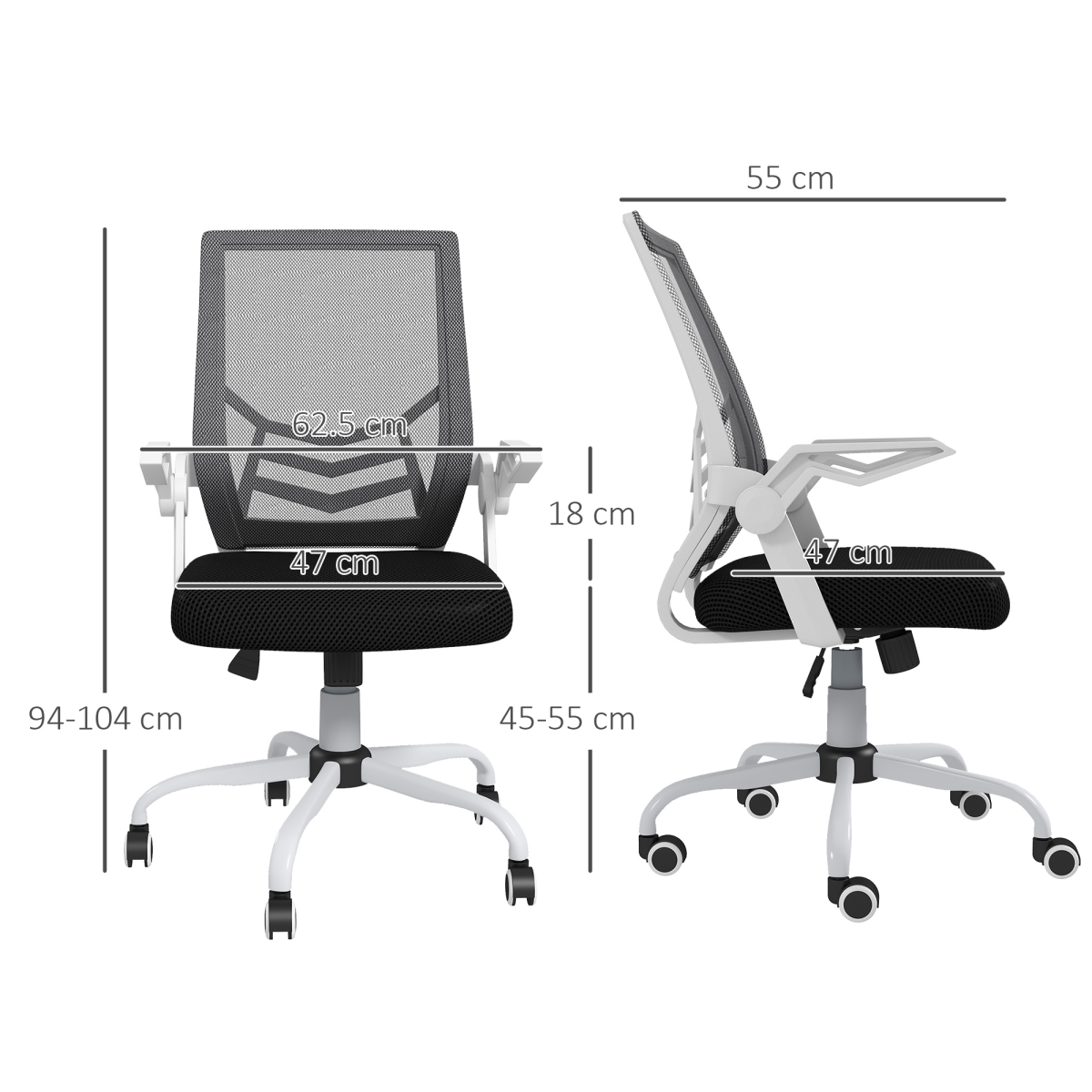 Vinsetto Mesh Swivel Office Chair Task Computer Chair with Lumbar Support, Black