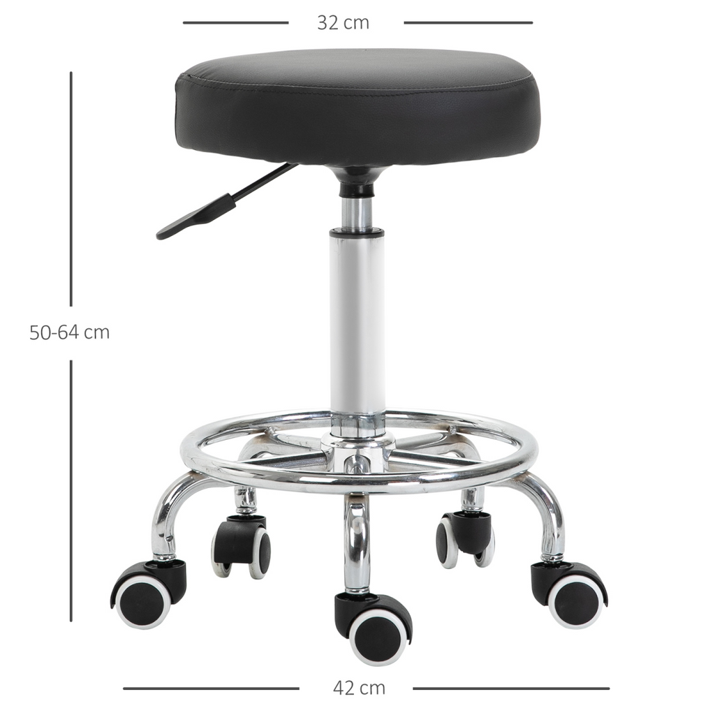 Adjustable Stool PU Leather and Footrest