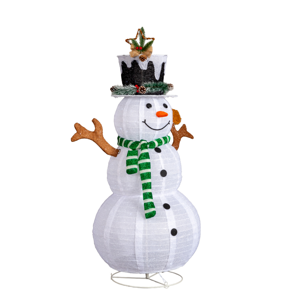 1.2M Lighted Snowman and Squirrel Christmas Yard Decorations, Pre-lit Pull Up Snowman with 120 White LEDs, for Xmas Outdoor Holiday Indoor Decor Lighted Holiday Displays, White
