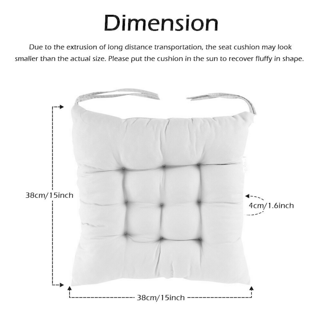 4 Pack Seat Pad Dining Room Garden Kitchen Chair Seat Cushions Tie On Plain UK